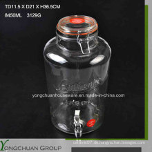8L Big Clear Cone Glas Jar und Glas Deckel mit / ohne Metall Stand Clip Clip mit Wasserhahn